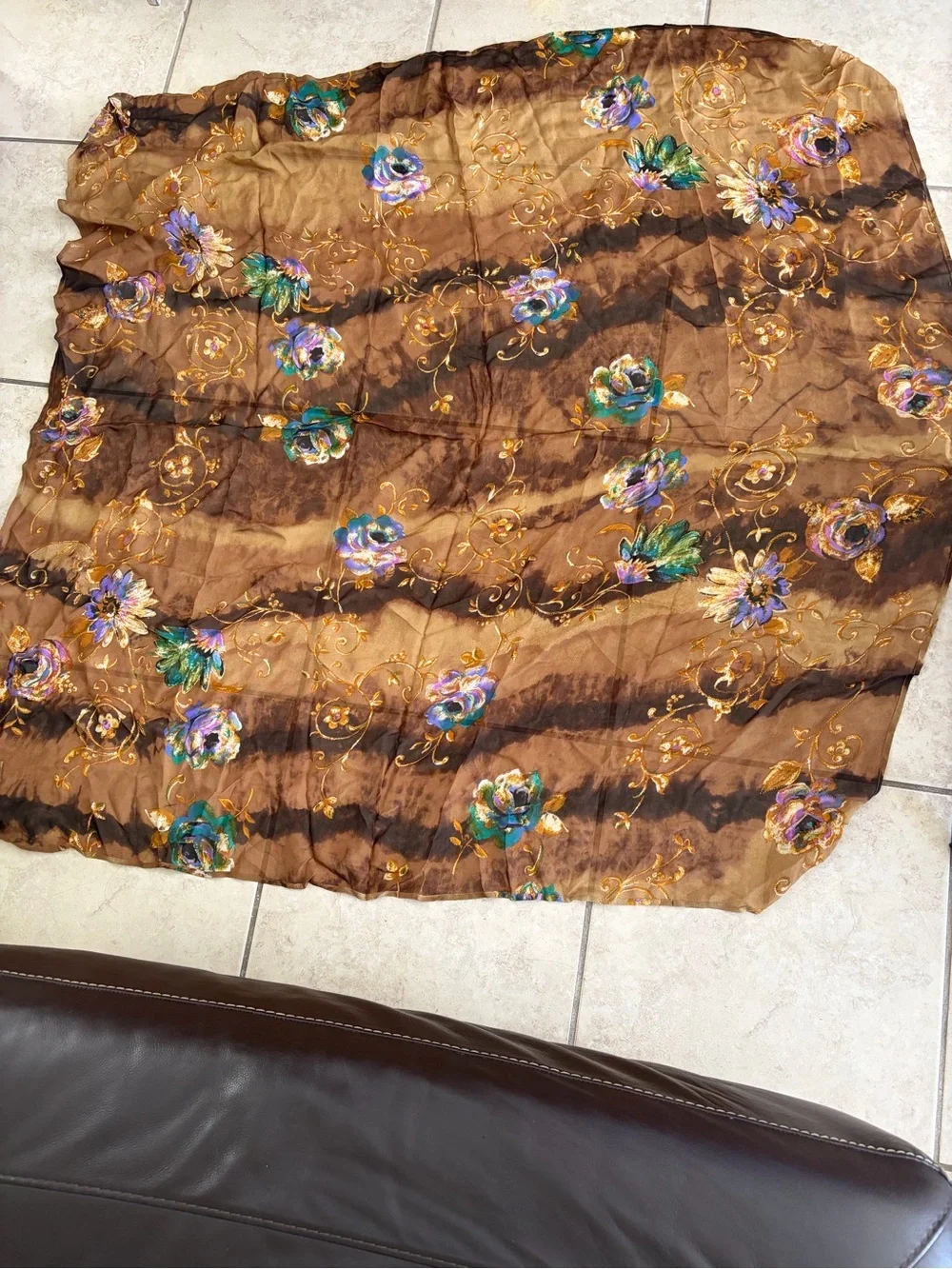 Gottex Vintage Sheer Silk Large Square Scarf Sarong Beach Cover Up Wrap